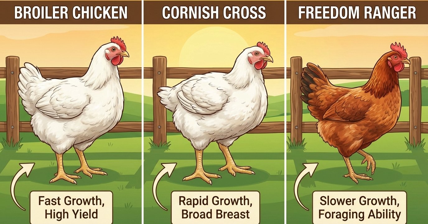 Broiler Chickens: Complete Guide to Meat Chicken Breeds, Characteristics, and Production