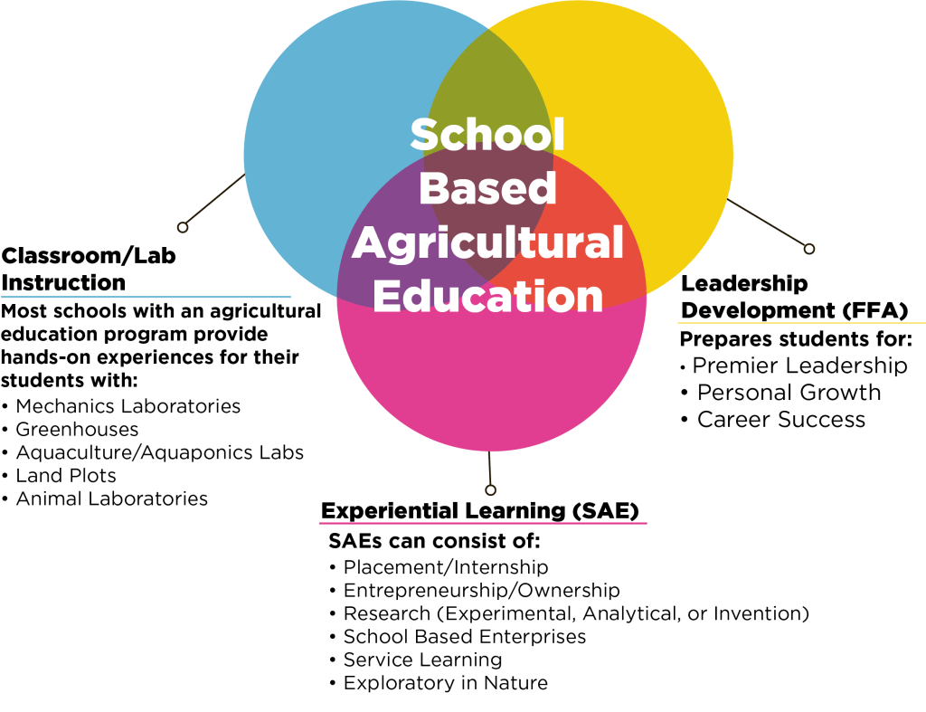 What are the three components of agricultural education?