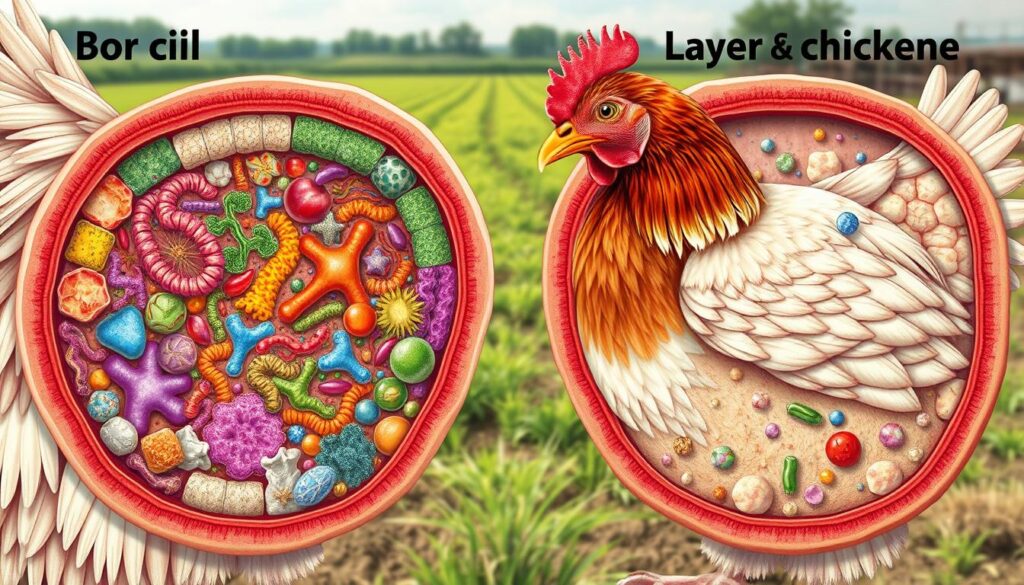 broiler vs layer chicken gut microbiome