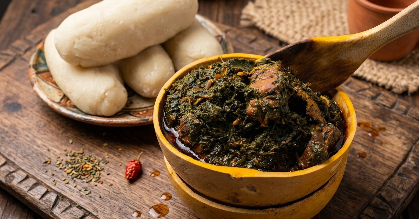 Eru with Smoked Fish