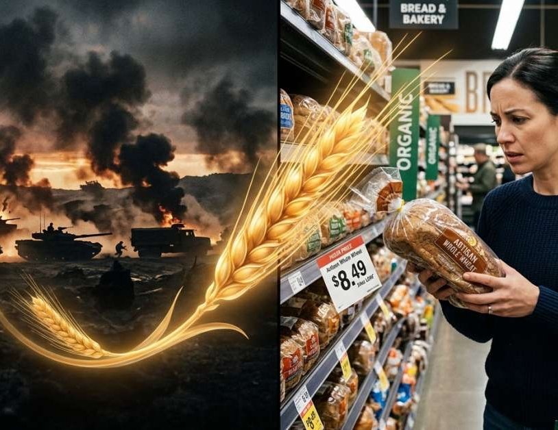 Ensure you use descriptive alt text like: "Infographic showing the connection between Middle East conflict and rising global grain prices 2026