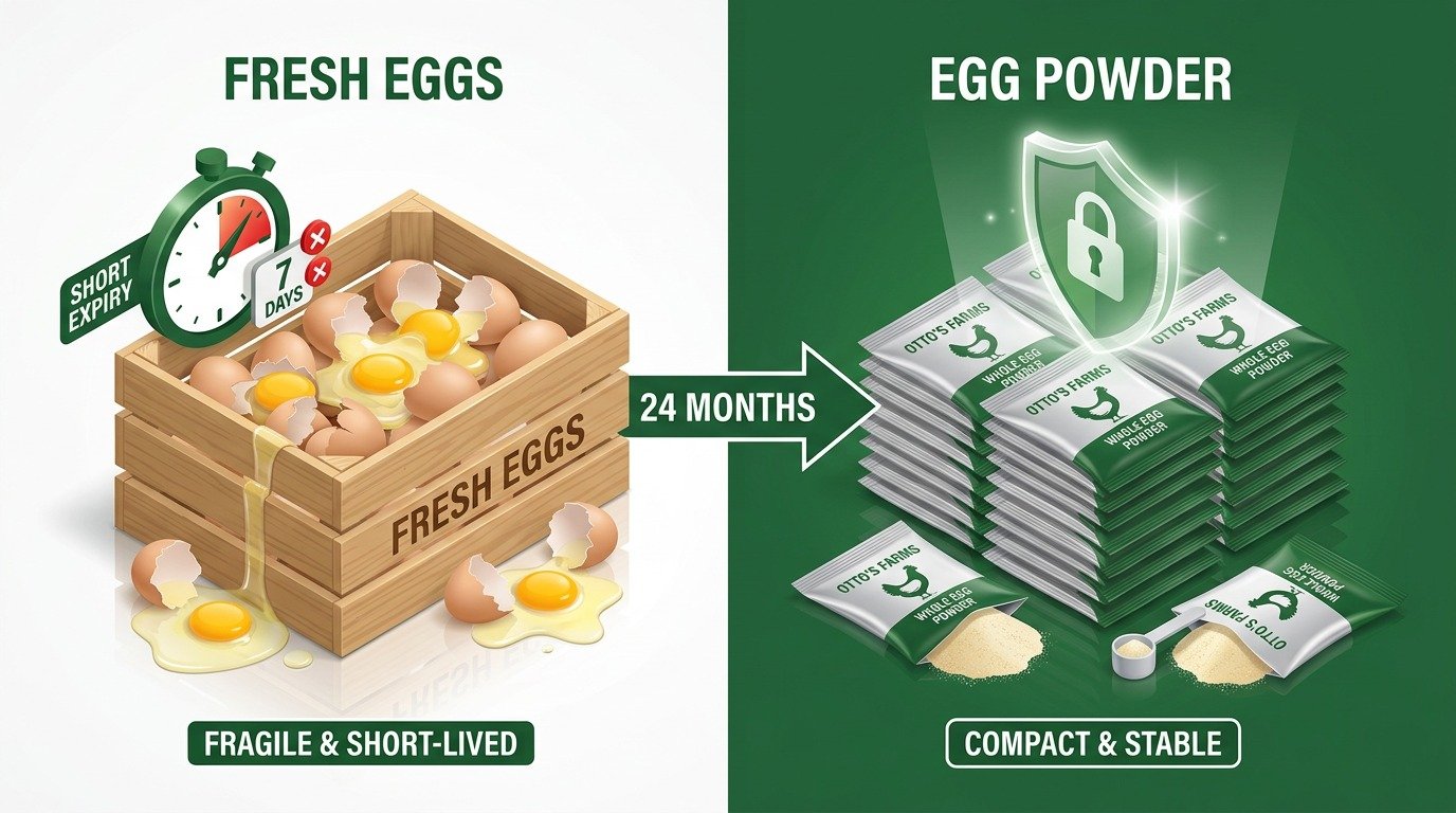 Ottos farms powdered-egg efficiency