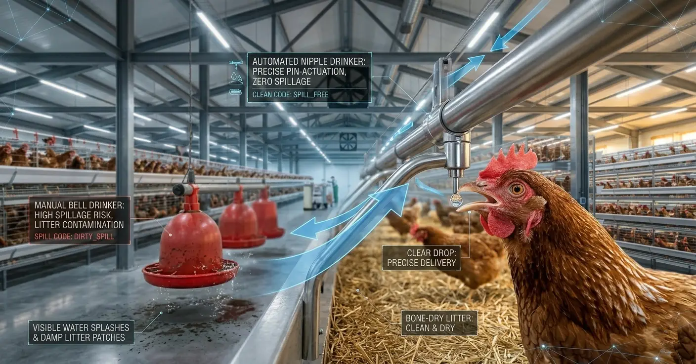 Layer Chicken: Automated vs. Manual Feeding and Watering Systems