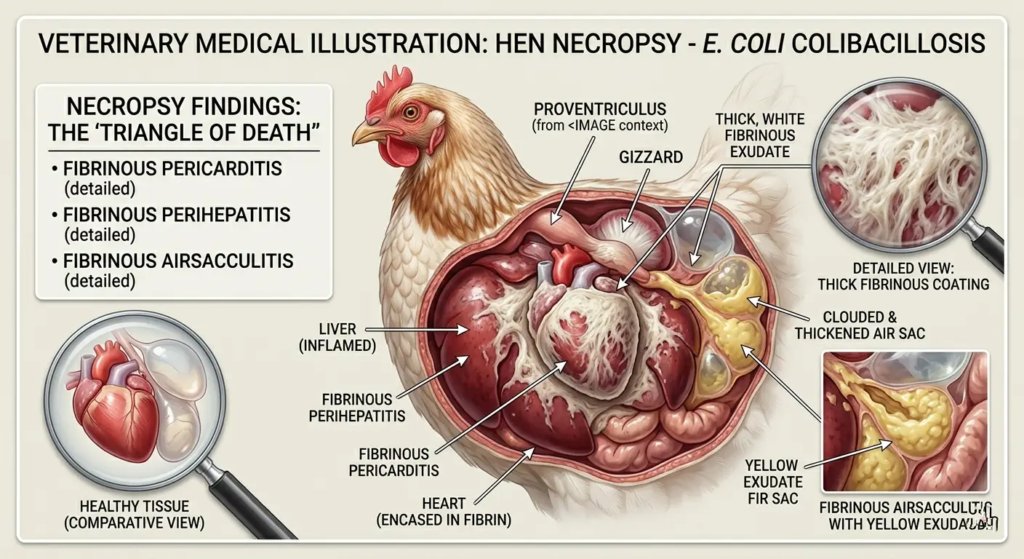 The "Triangle of Death" (E. coli Pathology) in Layer Flocks